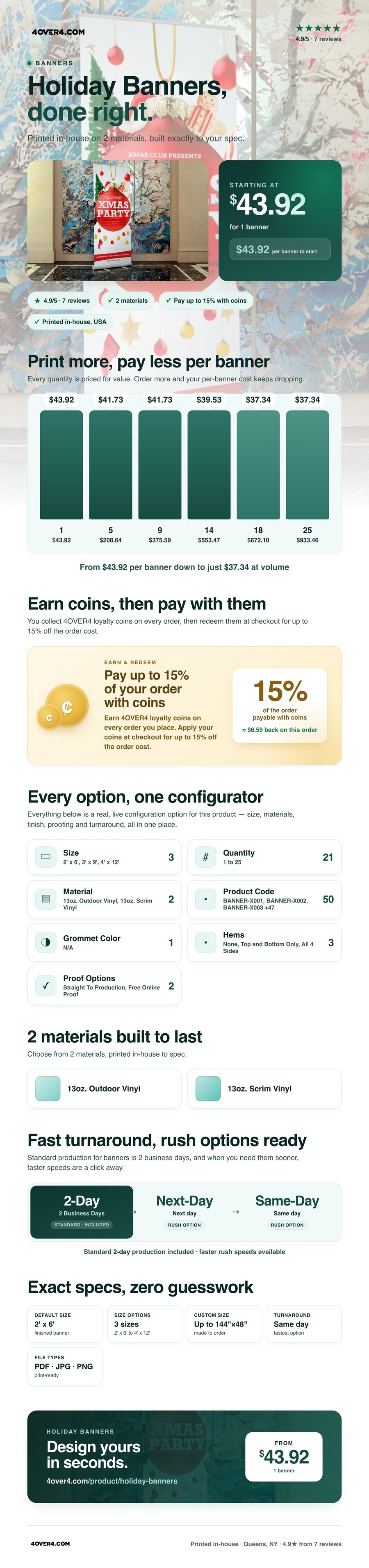 Holiday Banners pricing infographic