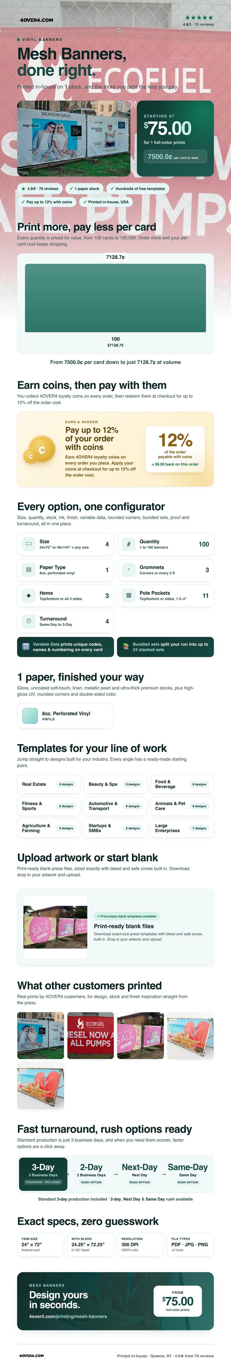 Mesh Banners pricing infographic