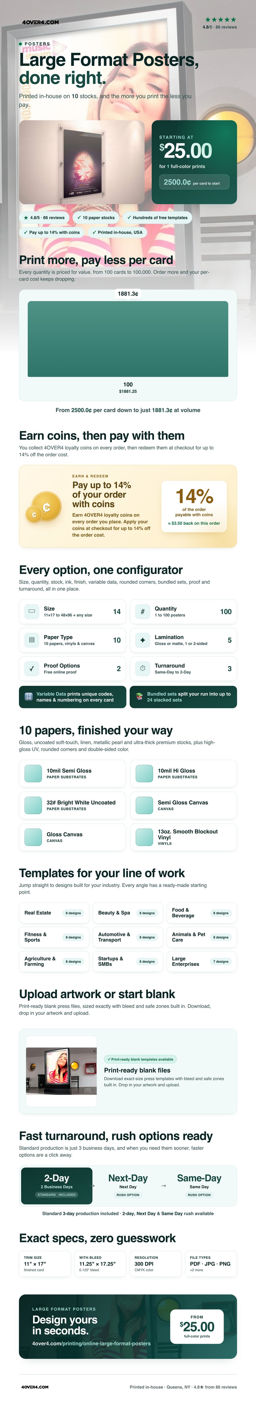 Large Format Posters pricing infographic