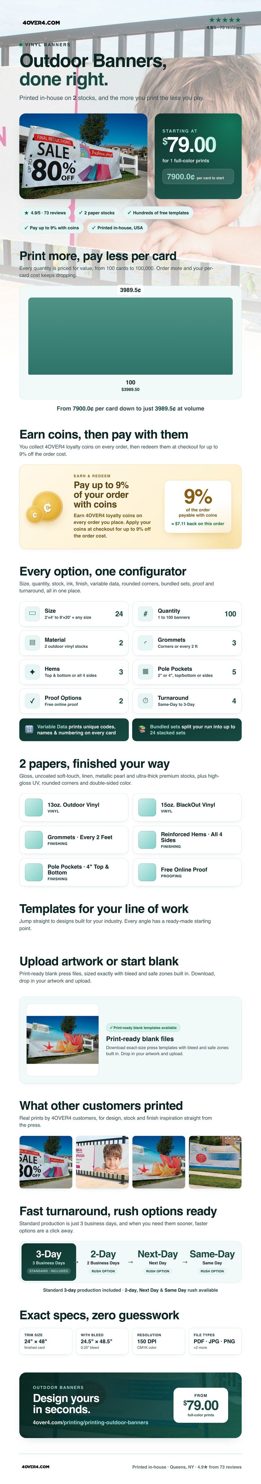 Outdoor Banners pricing infographic