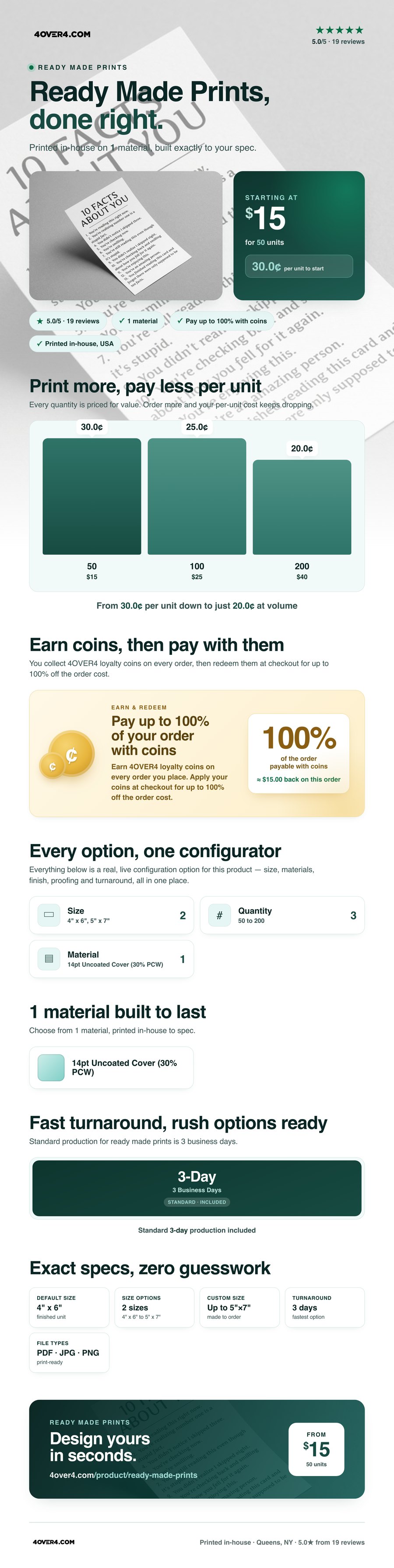 Ready Made Prints pricing infographic