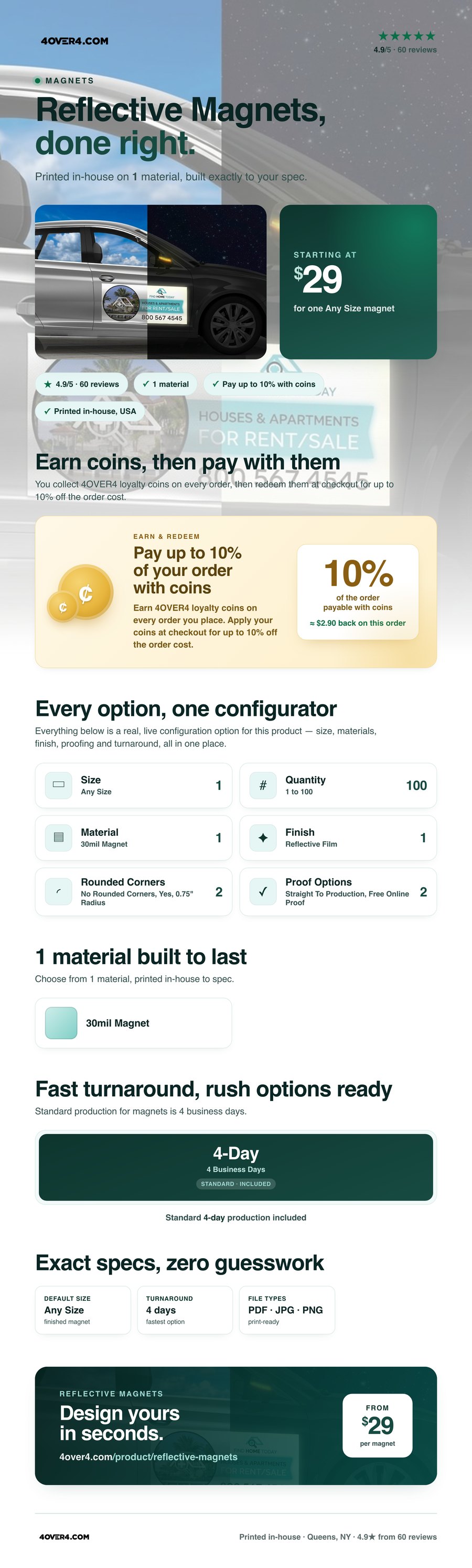 Reflective Magnets pricing infographic