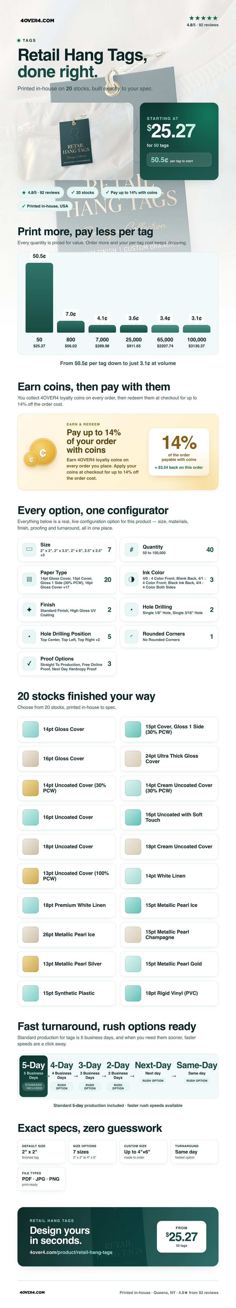 Retail Hang Tags pricing infographic