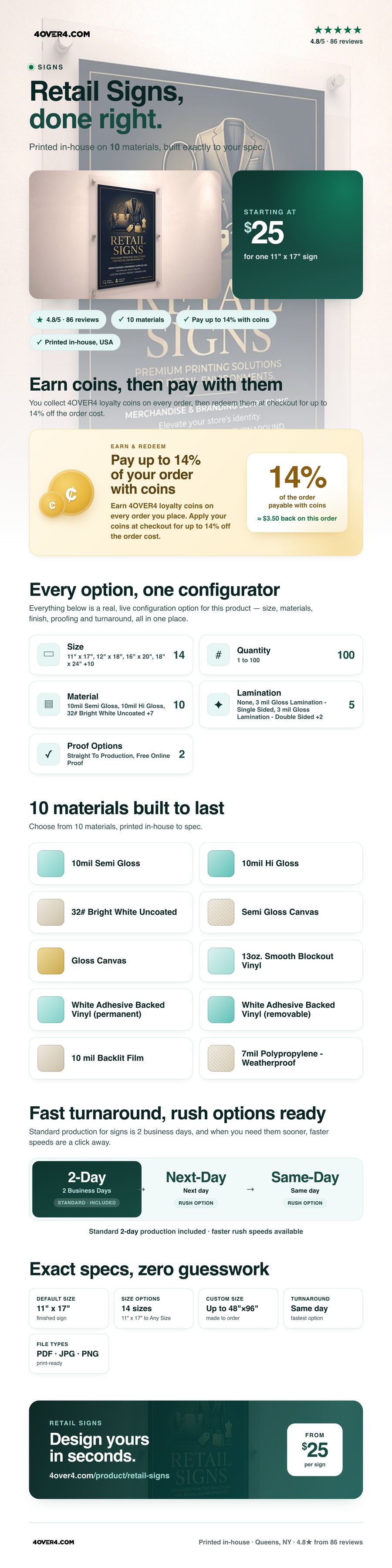 Retail Signs pricing infographic