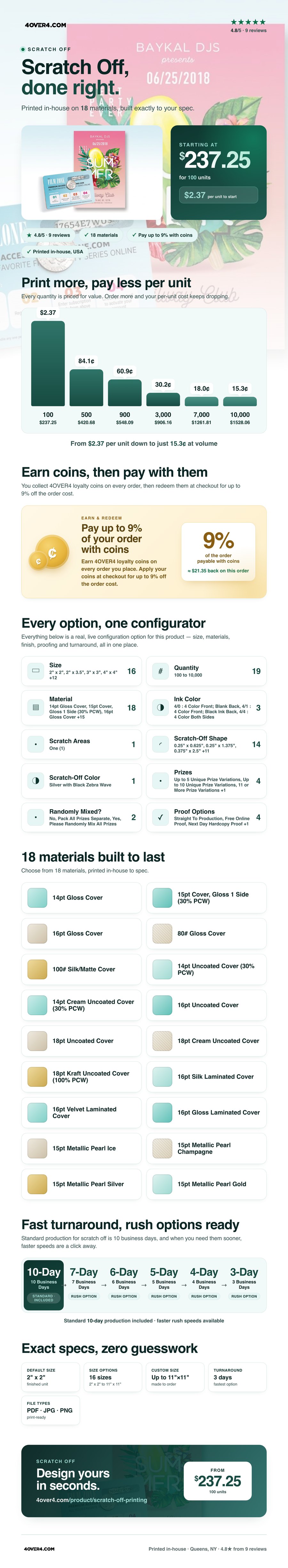 Scratch Off pricing infographic