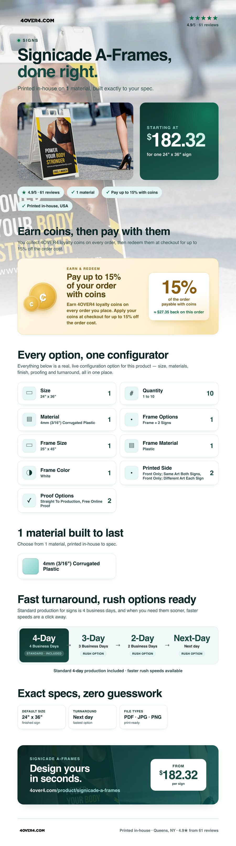 Signicade A-Frames pricing infographic