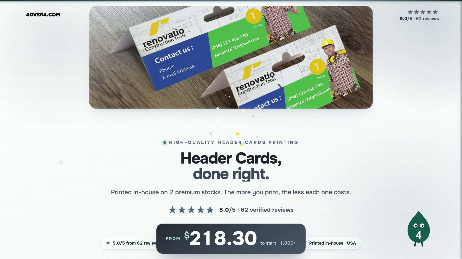 Header Cards product video